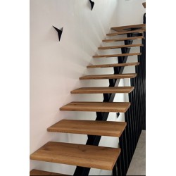 Прямая внутренняя лестница из металла и дерева для верхнего этажа, современный дизайн Linea SteelWood